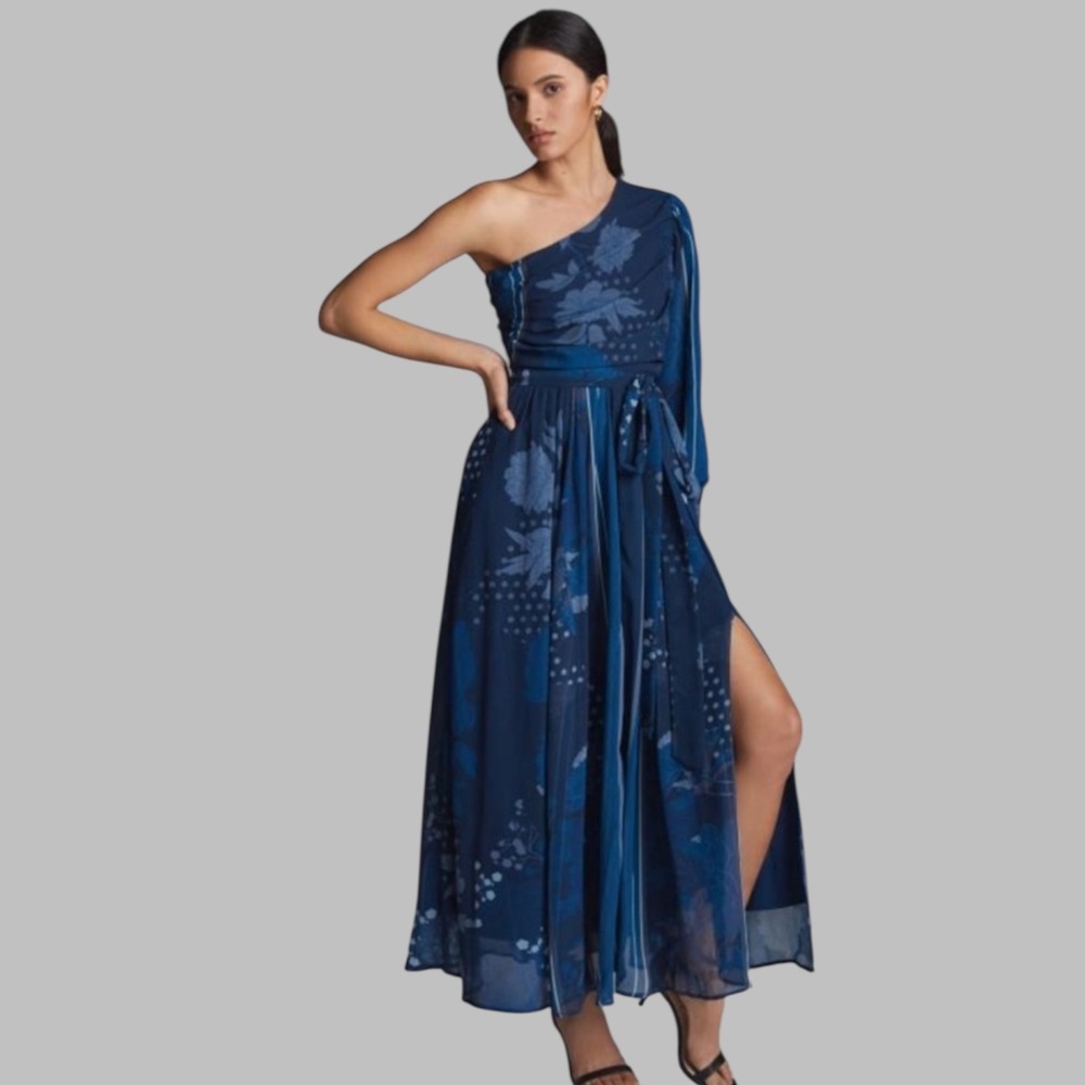 Nikita Mhaisalkar Anthropologie Women's 1X One-Shoulder Floral Print Maxi Dress - Picture 3 of 16